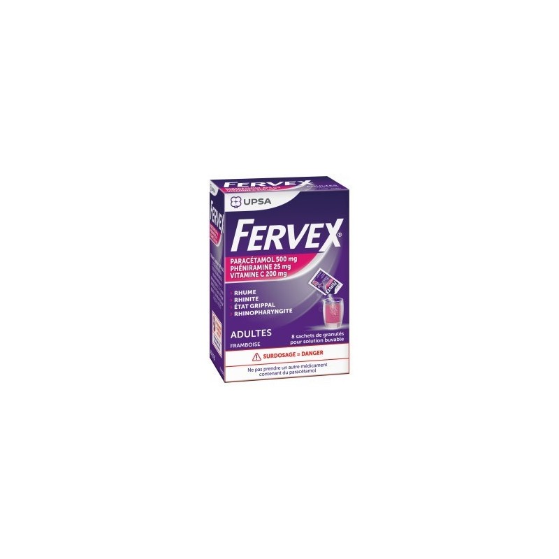 FERVEX ADULTES FRAMBOISE, granulés pour solution buvable en sachet - 8 sachet(s)
