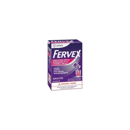 FERVEX ADULTES FRAMBOISE, granulés pour solution buvable en sachet - 8 sachet(s)