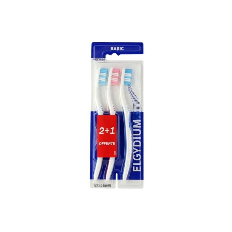 Elgydium Brosse à Dents Basic Medium x3