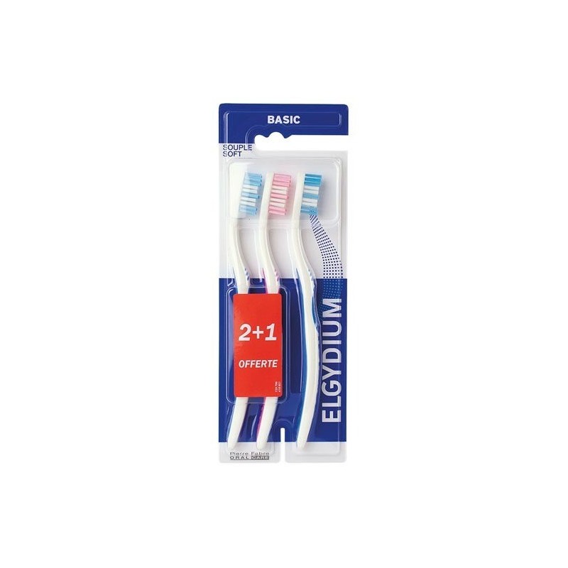 Elgydium Brosse à Dents Basic Souple x3
