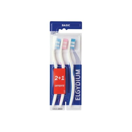 Elgydium Brosse à Dents Basic Souple x3