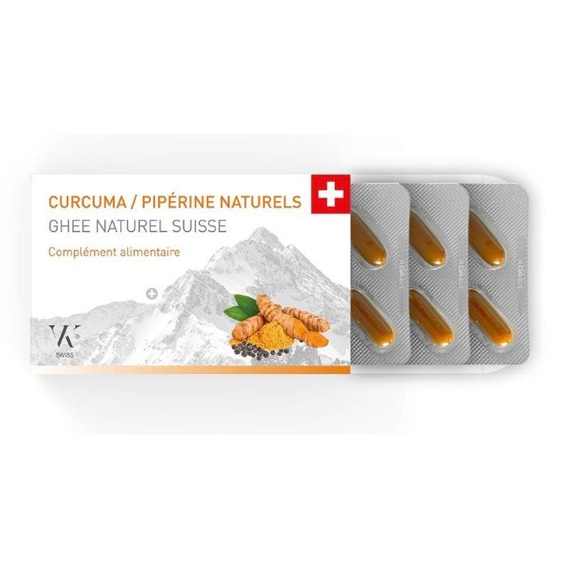 VK Swiss Curcuma Pipérine Ghee 30 capsules | Mon Pharmacien