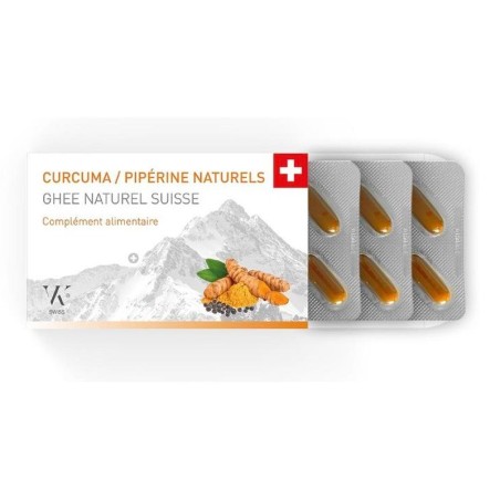 VK Swiss Curcuma Pipérine Ghee 30 capsules | Mon Pharmacien