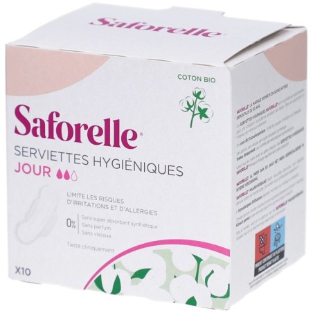 Saforelle Coton Protect Serviettes Jour x 10 | Coton bio