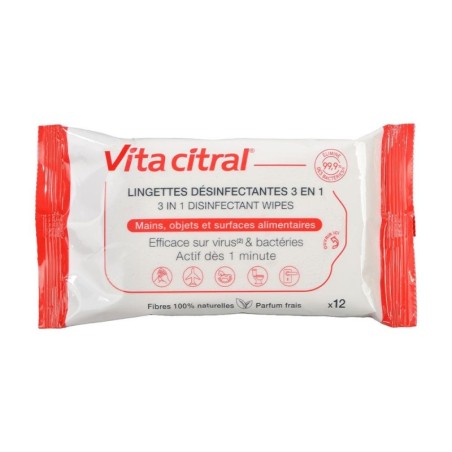 Vita Citral Lingettes Désinfectantes 3 en 1 x12