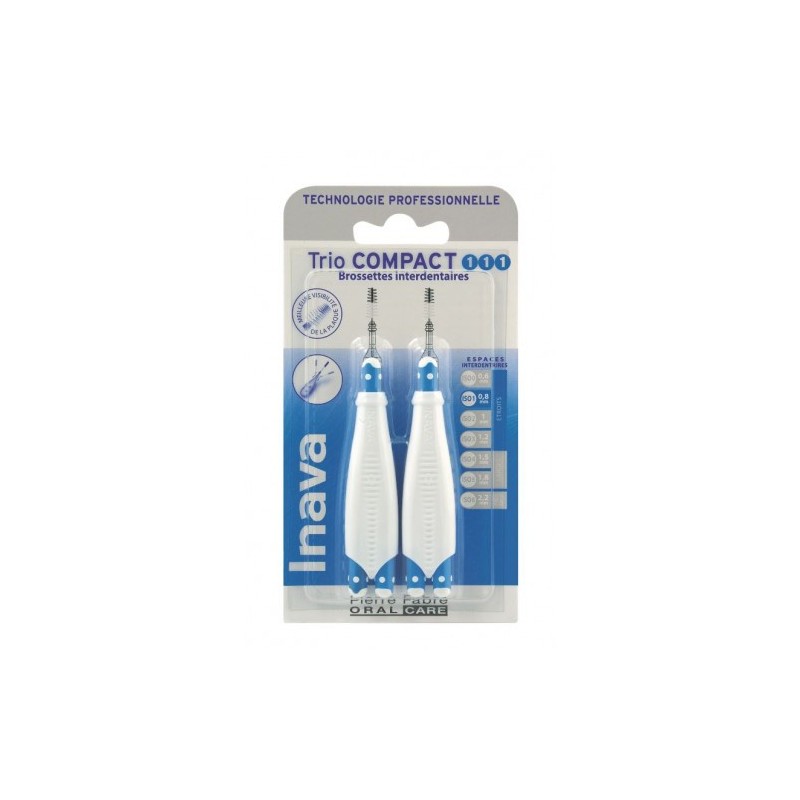 Inava Trio Compact 1/1/1 brossettes interdentaires - 2 manches 6 têtes