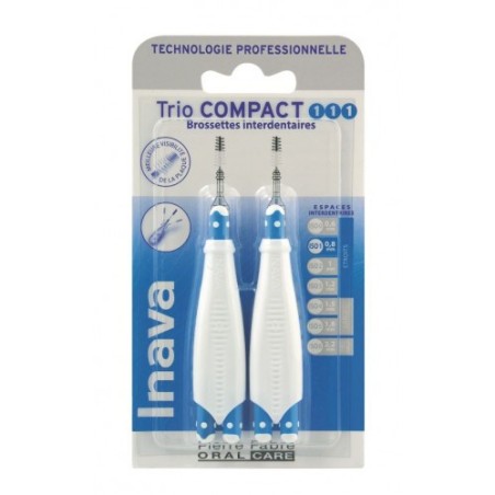 Inava Trio Compact 1/1/1 brossettes interdentaires - 2 manches 6 têtes