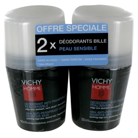 Deodorant anti transpirant 48h px sensibles roll-on 2x50ml